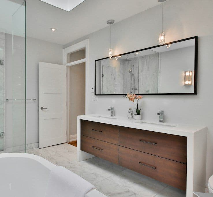 Marble bathroom with double vanity