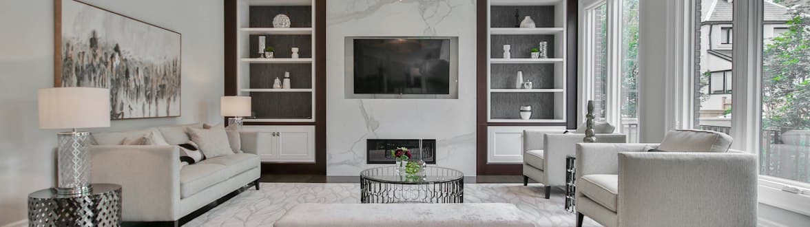 Formal living room with coffered ceiling